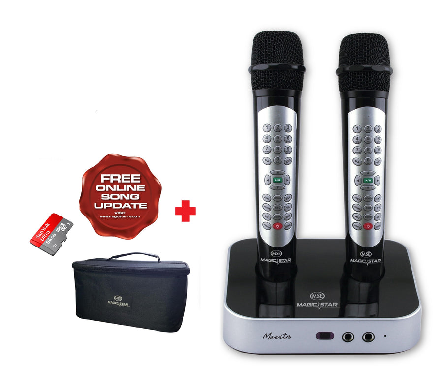 MAGIC STAR Maestro Karaoke System - Dual Wireless Microphones with 64GB Memory and Free Online Song Updates