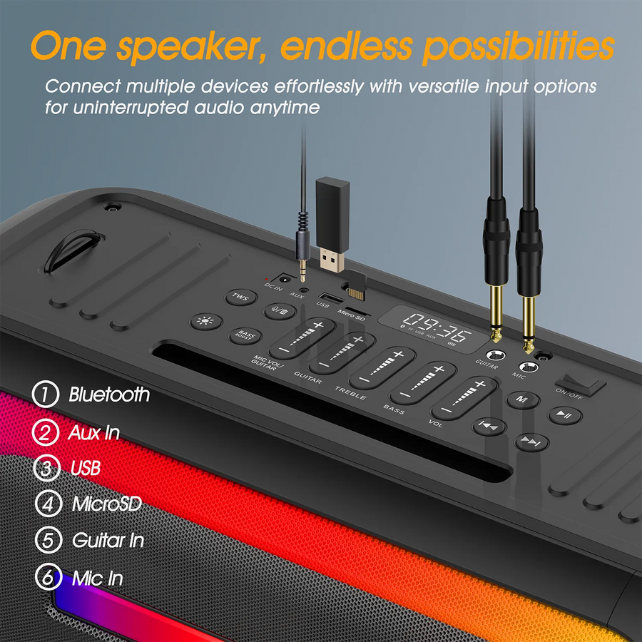 MAGICSTAR AudifyGo BB360 Party Speaker with LED Lights