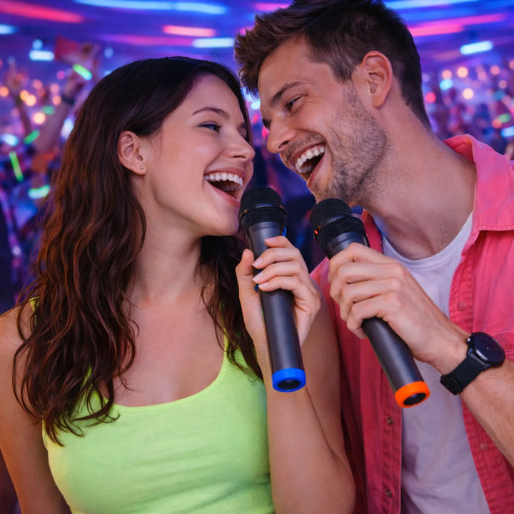 The music steps back when you speak.