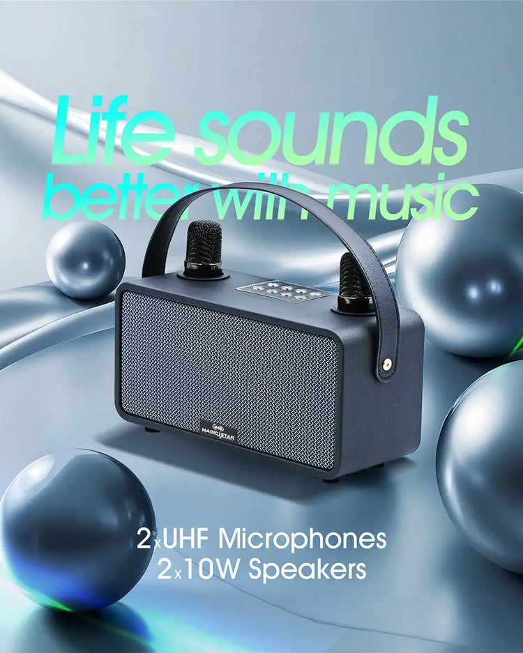 MagicStar PulZ portable karaoke speaker with 2 wireless microphones — product photo 2